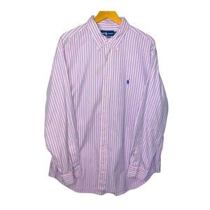 Ralph Lauren Mens Shirt 18 Classic Pink Button Up Long Sleeve Preppy Pony Logo